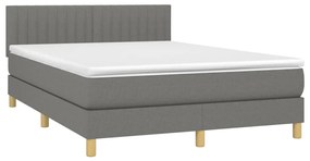 ΚΡΕΒΑΤΙ BOXSPRING ΜΕ ΣΤΡΩΜΑ &amp; LED ΣΚ.ΓΚΡΙ 140X200 ΕΚ ΥΦΑΣΜΑΤΙΝΟ 3133878