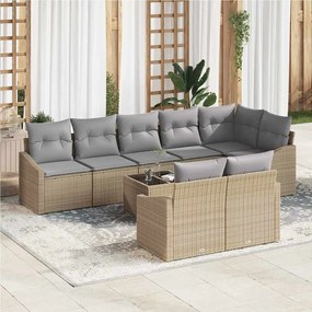 vidaXL Σετ Καναπέ Κήπου 9 pcs Μπεζ Πολυ ράταν