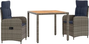 VidaXL Σετ Εξωτερικής Τραπέζης 3 τμχ. Grey and Navy Blue