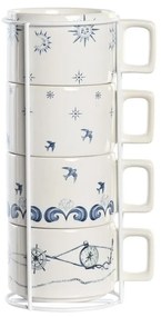 Σετ Κούπες Καφέ DKD Home Decor Μπλε Λευκό Μέταλλο Dolomite 260 ml