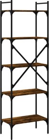 vidaXL Βιβλιοθήκη 5 Επιπέδων Καπνιστή Δρυς 56x31,5x174εκ. Επεξ. Ξύλο