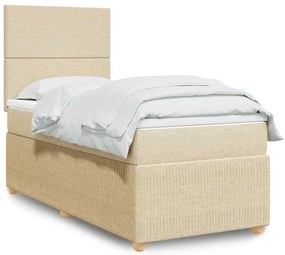 vidaXL Κρεβάτι Boxspring με Στρώμα Κρεμ 90x190 εκ.Υφασμάτινο