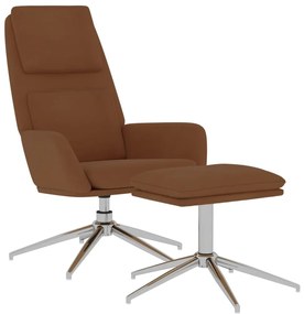 vidaXL Πολυθρόνα Relax Καφέ από Ύφασμα Μικροϊνών με Σκαμπό