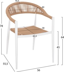 ΠΟΛΥΘΡΟΝΑ ΑΛΟΥΜΙΝΙΟΥ GRET HM5854.01 ΛΕΥΚΗ PE RATTAN ΜΠΕΖ 56x55,5x78Υεκ.