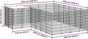 vidaXL Σπιτάκι Σκύλου Μαύρο 8,47 μ² Ατσάλινο