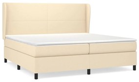 vidaXL Κρεβάτι Boxspring με Στρώμα Κρεμ 200x200 εκ. Υφασμάτινο