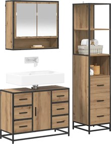 vidaXL Σετ Επίπλων Μπάνιου 3 pcs Artisan Oak Επεξεργασμένο ξύλο