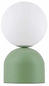 GloboStar® MAGIC 204-0130 Μοντέρνο Eπιτραπέζιο Φωτιστικό Μονόφωτο 1 x E27 IP20 Πράσινο Μέταλλο με Λευκό Γυαλί - Μ13 x Π13 x Υ28cm