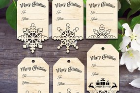 Σετ των 3 Intra απο ξύλο plywood 3mm-4mm πάχος Ετικέτες δώρων Χριστουγέννων Δίασταση 15x15 cm INTRAFABR-36375768