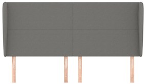 Κεφαλάρι με Πτερύγια Σκούρο Γκρι 163x23x118/128 εκ. Υφασμάτινο - Γκρι