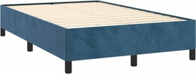 vidaXL Κρεβάτι Boxspring με Στρώμα &amp; LED Σκ. Μπλε 120x190εκ. Βελούδινο
