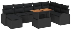 vidaXL Σετ Καναπέ Κήπου με μαξιλάρι 9 pcs Μαύρο