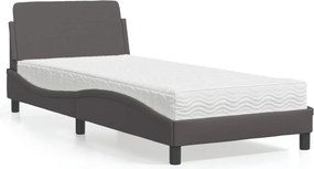 vidaXL Κρεβάτι με Στρώμα Dover Γκρι 80 x 200 εκ. Συνθετικό Δέρμα