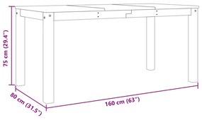 Τραπεζαρία Panama 160 x 80 x 75 εκ. από Μασίφ Ξύλο Πεύκου - Καφέ