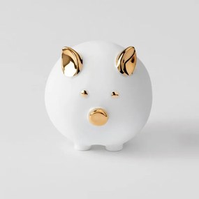 Διακοσμητικό Pig RD0051562 Φ7x7cm White-Gold Raeder Πορσελάνη