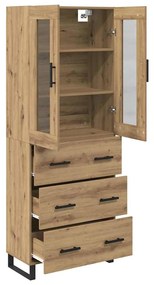 vidaXL Highboard με συρτάρι 2 pcs Artisan Oak Σύνθετο Ξύλο και Γυαλί