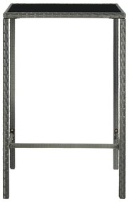 vidaXL Τραπέζι Μπαρ Κήπου Γκρι 70x70x110 εκ. Συνθετικό Ρατάν/Γυαλί