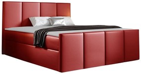 Κρεβάτι continental Baltimore 154, Διπλό, Continental, Κόκκινο, 160x200, Οικολογικό δέρμα, Τάβλες για Κρεβάτι, 164x213x103cm, 130 kg, Στρώμα: Ναι