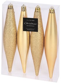 Χριστουγεννιάτικα Στολίδια (Σετ 4τμχ) K-M Gold CAN210400