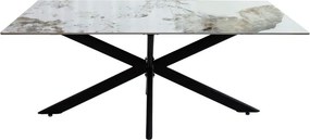 Τραπέζι Bethan pakoworld sintered stone λευκό μαρμάρου-μαύρο 180x90x75εκ