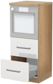 Επιδαπέδιο ντουλάπι φούρνου ψηλό Modena K14-60-2MB-Καρυδί - Λευκό γυαλιστερό - 60.00Χ60.00Χ148.00cm