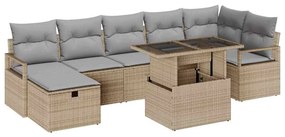 vidaXL Σετ Καναπέ Κήπου με μαξιλάρι 8 pcs Μπεζ Πολυ ράταν