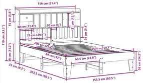 Σκελετός Κρεβ. Χωρίς Στρώμα Καφέ Κεριού 150x200 εκ Μασίφ Πεύκο - Καφέ