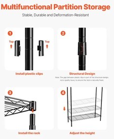 VEVOR Over Washer and Dryer Storage Shelf Two Row 5 Tiers Washer Rack Black