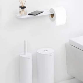 Βάση χαρτιού τουαλέτας με ράφι Brabantia MindSet 1005668, Εύκολη εγκατάσταση, Ορυκτή επίστρωση, Λευκό