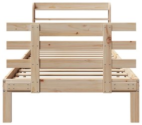 vidaXL Πλαίσιο Κρεβατιού με Κεφαλάρι 90 x 190εκ. από Μασίφ Ξύλο Πεύκου