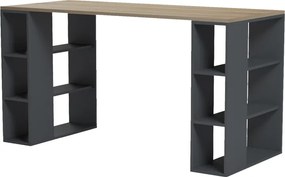 Γραφείο με ραφιέρα Colmar pakoworld ανθρακί- sonoma 140x60x75εκ