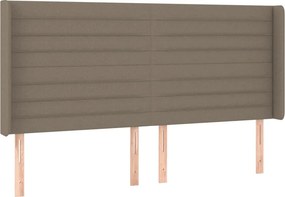 vidaXL Κρεβάτι Boxspring με Στρώμα &amp; LED Taupe 200x200 εκ. Υφασμάτινο
