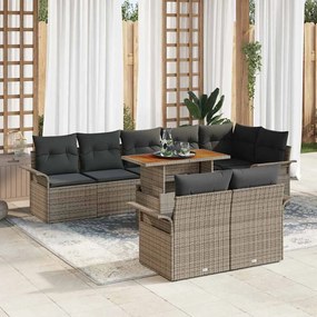 vidaXL Σετ Καναπέ Κήπου με αποθήκευση 9 pcs Γκρι Πολυ ράταν