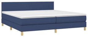 Κρεβάτι Boxspring με Στρώμα &amp; LED Μπλε 200x200 εκ. Υφασμάτινο - Μπλε