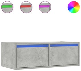 vidaXL Έπιπλο Τηλεόρασης με LED Γκρι Σκυροδέματος 75x35,5x25 εκ.