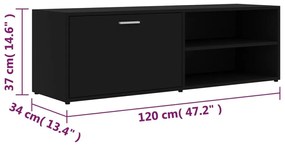 Έπιπλο Τηλεόρασης Μαύρο 120 x 34 x 37 εκ. από Μοριοσανίδα - Μαύρο