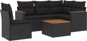 vidaXL Patio Sofa Set 6-θέσια Black