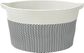 vidaXL Καλάθι Αποθήκευσης Γκρι και Λευκό Ø40 x 25 εκ. Βαμβακερό