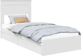 vidaXL Κρεβάτι Αποθήκης Λευκό 75 x 190 cm Επεξεργασμένο ξύλο