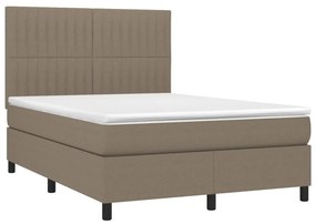 vidaXL Κρεβάτι Boxspring με Στρώμα &amp; LED Taupe 140x200 εκ. Υφασμάτινο
