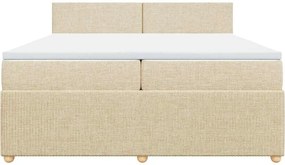 vidaXL Κρεβάτι Boxspring με Στρώμα Κρεμ 200x200 εκ. Υφασμάτινο