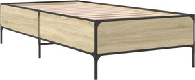 vidaXL Πλαίσιο Κρεβατιού Sonoma Δρυς 100x200 εκ. Επεξ. Ξύλο &amp; Μέταλλο