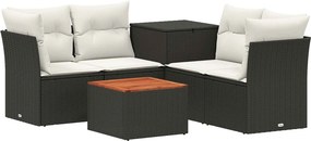 vidaXL Σετ Καναπέ 6 τμχ. Μαύρο και Κρεμ Λευκό 55 x 55 x 37 cm
