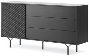 Μπουφές Με Συρτάρια Raven 144x38x83cm Anthracite Μελαμίνη,Μέταλλο