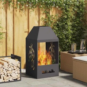 vidaXL Φωτιά Μαύρο 50 x 50 x 100 cm Κρύα έλαση από χάλυβα