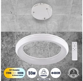 Κρεμαστό Φωτιστικό Οροφής LED CCT 55W 6376 lm MELINA Globostar 61044 Λευκό