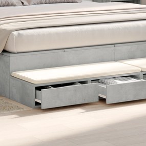 vidaXL Συρτάρια Κρεβατιού Γκρι Σκυροδέματος 180x36,5x16,5 εκ Επεξεργασμένο Ξύλο
