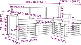vidaXL Σειρά Καναπέ Εξωτερικού με μαξιλάρι 4 pcs Φυσικό και Ανθρακί