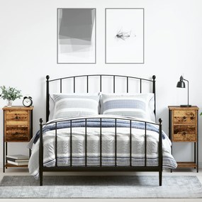vidaXL Κομοδίνο με συρτάρι 2 pcs Παλαιό ξύλο 32 x 42 x 70 εκ
