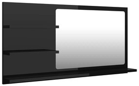 vidaXL Καθρέφτης Μπάνιου Γυαλιστερό Μαύρο 90x10,5x45 εκ. Μοριοσανίδα